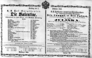 Theaterzettel (Oper und Burgtheater in Wien) 18581001 Seite: 1