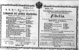Theaterzettel (Oper und Burgtheater in Wien) 18581002 Seite: 1
