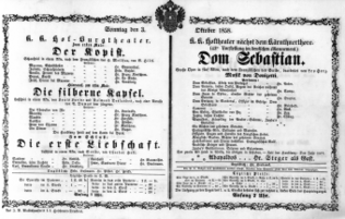 Theaterzettel (Oper und Burgtheater in Wien) 18581003 Seite: 1
