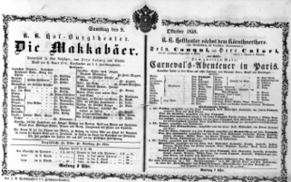 Theaterzettel (Oper und Burgtheater in Wien) 18581009 Seite: 1