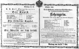Theaterzettel (Oper und Burgtheater in Wien) 18581010 Seite: 1