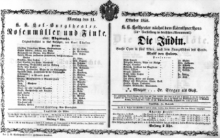 Theaterzettel (Oper und Burgtheater in Wien) 18581011 Seite: 1