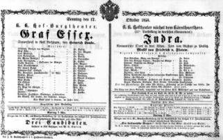 Theaterzettel (Oper und Burgtheater in Wien) 18581017 Seite: 1