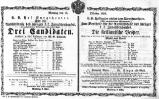 Theaterzettel (Oper und Burgtheater in Wien) 18581018 Seite: 1
