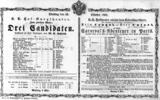 Theaterzettel (Oper und Burgtheater in Wien) 18581019 Seite: 1