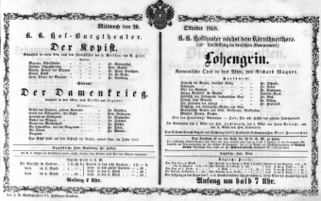 Theaterzettel (Oper und Burgtheater in Wien) 18581020 Seite: 1