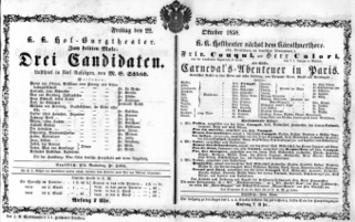 Theaterzettel (Oper und Burgtheater in Wien) 18581022 Seite: 1