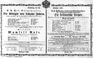 Theaterzettel (Oper und Burgtheater in Wien) 18581023 Seite: 1