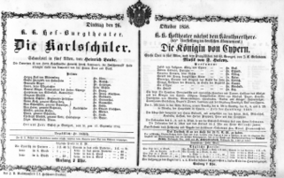 Theaterzettel (Oper und Burgtheater in Wien) 18581026 Seite: 1