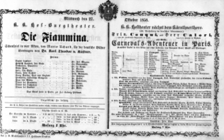Theaterzettel (Oper und Burgtheater in Wien) 18581027 Seite: 1