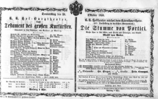 Theaterzettel (Oper und Burgtheater in Wien) 18581028 Seite: 1