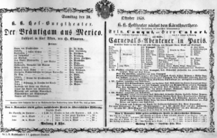 Theaterzettel (Oper und Burgtheater in Wien) 18581030 Seite: 1
