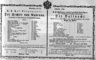 Theaterzettel (Oper und Burgtheater in Wien) 18581031 Seite: 1