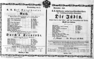 Theaterzettel (Oper und Burgtheater in Wien) 18581104 Seite: 1