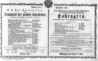 Theaterzettel (Oper und Burgtheater in Wien) 18581105 Seite: 1