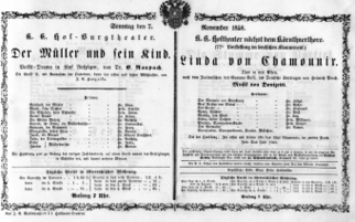 Theaterzettel (Oper und Burgtheater in Wien) 18581107 Seite: 1