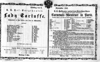 Theaterzettel (Oper und Burgtheater in Wien) 18581109 Seite: 1
