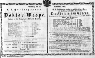 Theaterzettel (Oper und Burgtheater in Wien) 18581113 Seite: 1