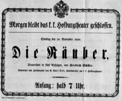 Theaterzettel (Oper und Burgtheater in Wien) 18581116 Seite: 1