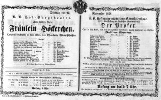 Theaterzettel (Oper und Burgtheater in Wien) 18581123 Seite: 1
