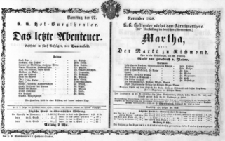 Theaterzettel (Oper und Burgtheater in Wien) 18581127 Seite: 1