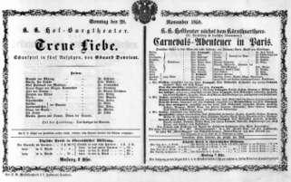 Theaterzettel (Oper und Burgtheater in Wien) 18581128 Seite: 1