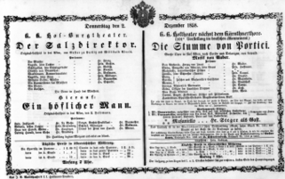 Theaterzettel (Oper und Burgtheater in Wien) 18581202 Seite: 1