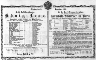 Theaterzettel (Oper und Burgtheater in Wien) 18581203 Seite: 1
