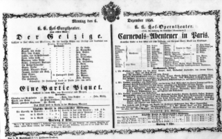 Theaterzettel (Oper und Burgtheater in Wien) 18581206 Seite: 1
