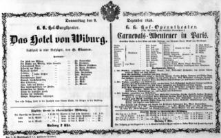 Theaterzettel (Oper und Burgtheater in Wien) 18581209 Seite: 1