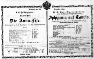 Theaterzettel (Oper und Burgtheater in Wien) 18581215 Seite: 1