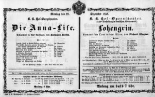 Theaterzettel (Oper und Burgtheater in Wien) 18581227 Seite: 1