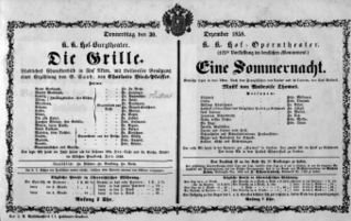 Theaterzettel (Oper und Burgtheater in Wien) 18581230 Seite: 1