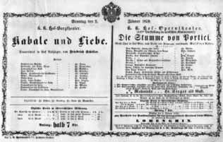 Theaterzettel (Oper und Burgtheater in Wien) 18590102 Seite: 1