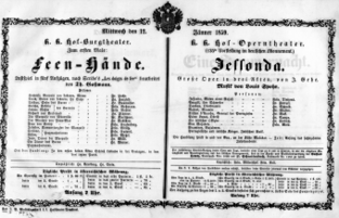 Theaterzettel (Oper und Burgtheater in Wien) 18590112 Seite: 1