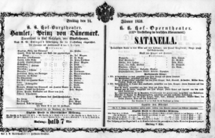 Theaterzettel (Oper und Burgtheater in Wien) 18590114 Seite: 1