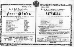 Theaterzettel (Oper und Burgtheater in Wien) 18590116 Seite: 1