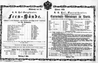Theaterzettel (Oper und Burgtheater in Wien) 18590119 Seite: 1
