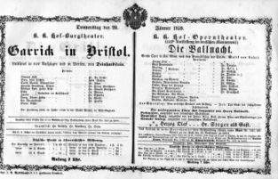 Theaterzettel (Oper und Burgtheater in Wien) 18590120 Seite: 1