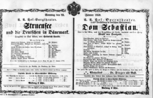 Theaterzettel (Oper und Burgtheater in Wien) 18590123 Seite: 1
