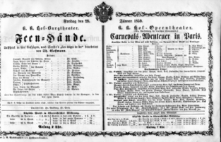 Theaterzettel (Oper und Burgtheater in Wien) 18590128 Seite: 1