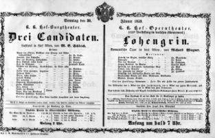 Theaterzettel (Oper und Burgtheater in Wien) 18590130 Seite: 1