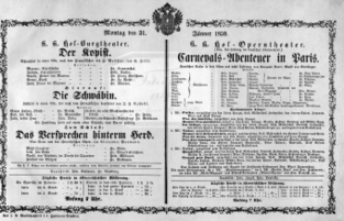 Theaterzettel (Oper und Burgtheater in Wien) 18590131 Seite: 1