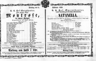 Theaterzettel (Oper und Burgtheater in Wien) 18590204 Seite: 1