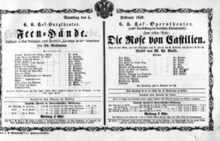 Theaterzettel (Oper und Burgtheater in Wien) 18590205 Seite: 1