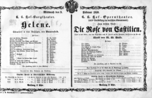 Theaterzettel (Oper und Burgtheater in Wien) 18590209 Seite: 1