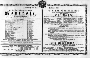 Theaterzettel (Oper und Burgtheater in Wien) 18590216 Seite: 1