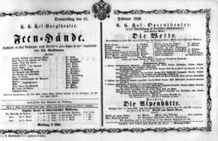 Theaterzettel (Oper und Burgtheater in Wien) 18590217 Seite: 1