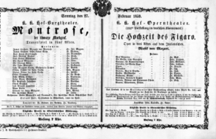 Theaterzettel (Oper und Burgtheater in Wien) 18590227 Seite: 1
