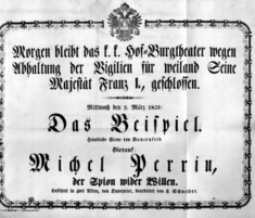 Theaterzettel (Oper und Burgtheater in Wien) 18590302 Seite: 1